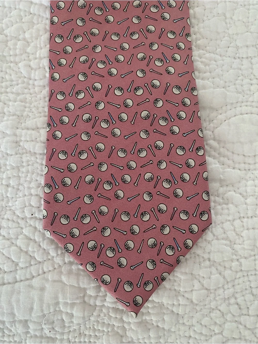 Izod Tie Pink Golf Print Silk